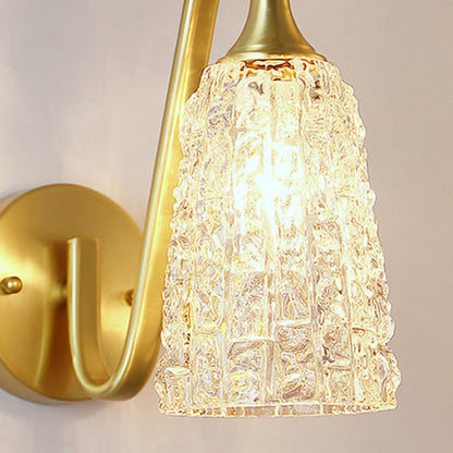 Brass Cylinder Ice Cracked Texture 1-Light Wall Sconce Lamp
