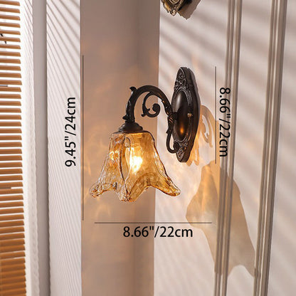 Floral Iron Glass Aluminum Alloy 1-Light Wall Sconce Lamp
