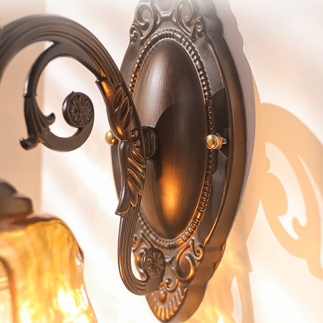 Floral Iron Glass Aluminum Alloy 1-Light Wall Sconce Lamp