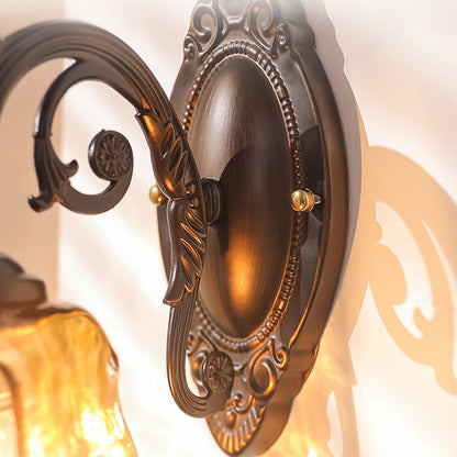 Floral Iron Glass Aluminum Alloy 1-Light Wall Sconce Lamp