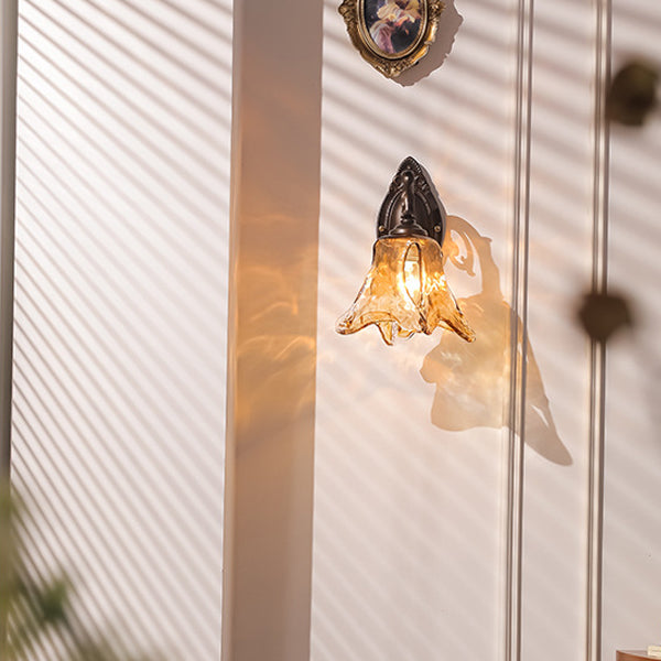 Floral Iron Glass Aluminum Alloy 1-Light Wall Sconce Lamp