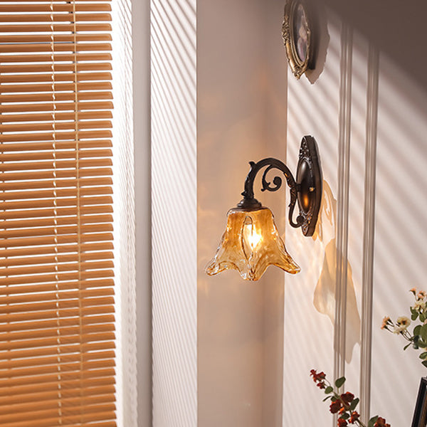 Floral Iron Glass Aluminum Alloy 1-Light Wall Sconce Lamp