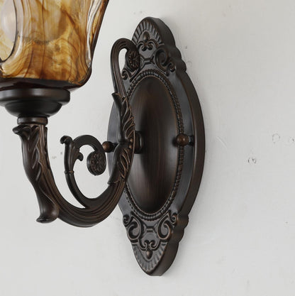 Floral Iron Glass Aluminum Alloy 1-Light Wall Sconce Lamp