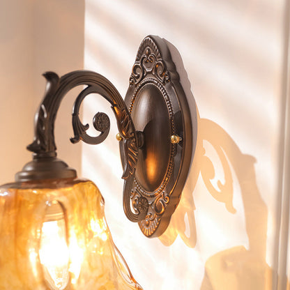 Floral Iron Glass Aluminum Alloy 1-Light Wall Sconce Lamp