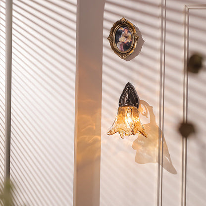 Floral Iron Glass Aluminum Alloy 1-Light Wall Sconce Lamp