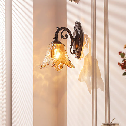 Floral Iron Glass Aluminum Alloy 1-Light Wall Sconce Lamp