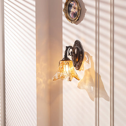 Floral Iron Glass Aluminum Alloy 1-Light Wall Sconce Lamp