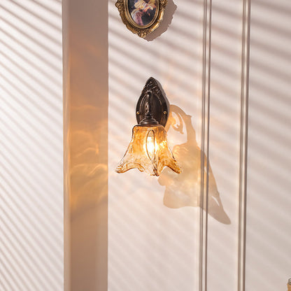 Floral Iron Glass Aluminum Alloy 1-Light Wall Sconce Lamp