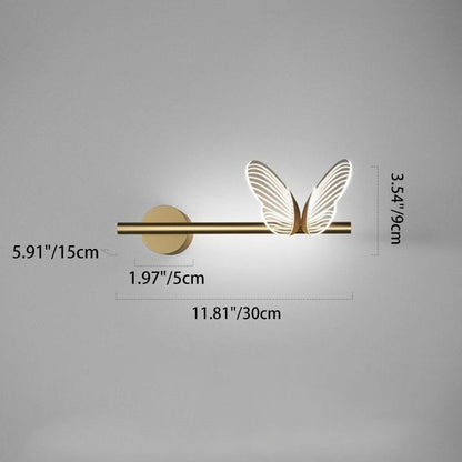 Iron Aluminum Acrylic Strip Butterfly LED Wall Sconce Lamp