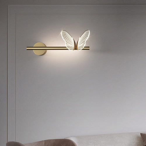 Iron Aluminum Acrylic Strip Butterfly LED Wall Sconce Lamp