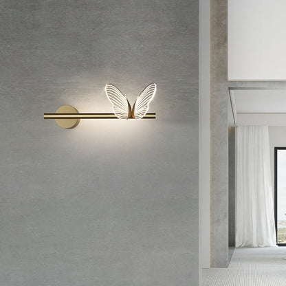 Iron Aluminum Acrylic Strip Butterfly LED Wall Sconce Lamp