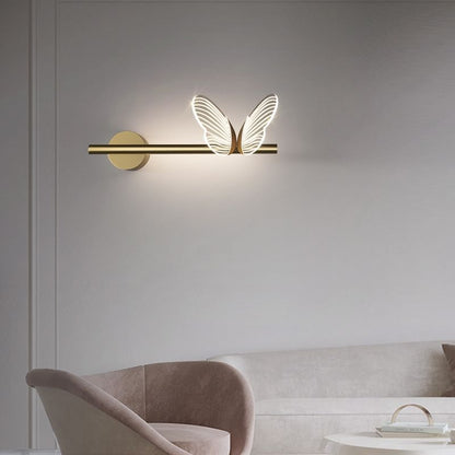 Iron Aluminum Acrylic Strip Butterfly LED Wall Sconce Lamp