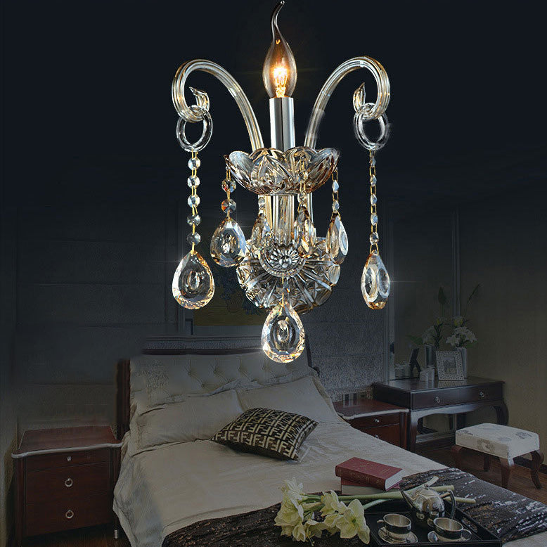 Glass Goat's Horn Candlestick 1/2 Light Wall Sconce Lamp