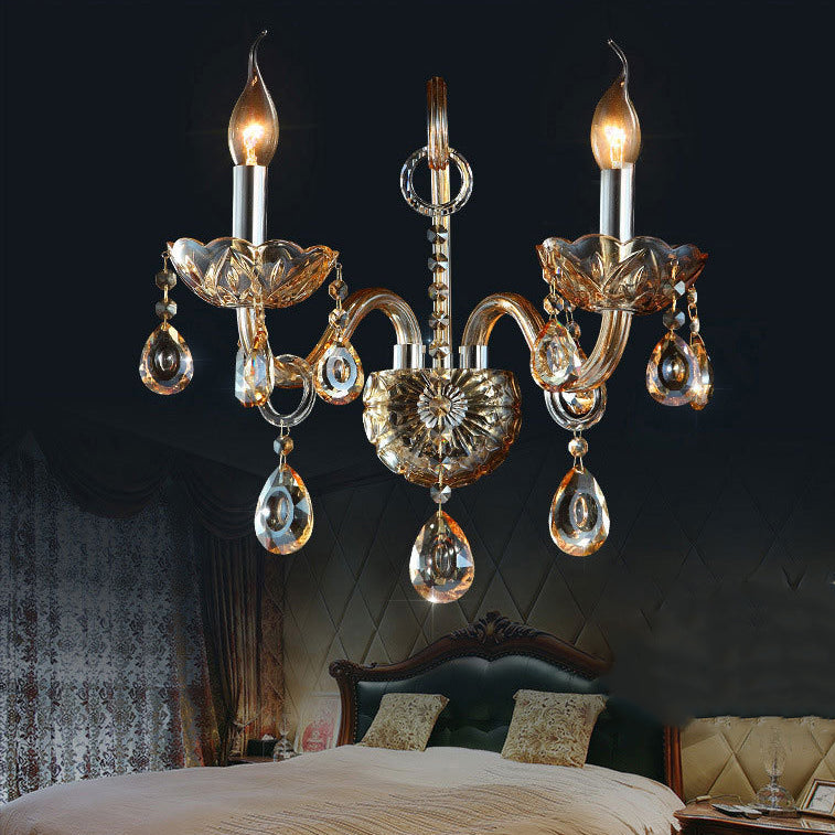 Glass Goat's Horn Candlestick 1/2 Light Wall Sconce Lamp