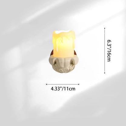 French Wood Glass Candle Bell 1-Light Wall Sconce Lamp