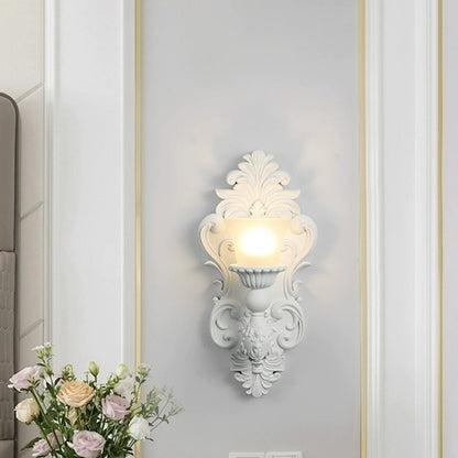 French Candlestick Shell Carved 1-Light Wall Sconce Lamp