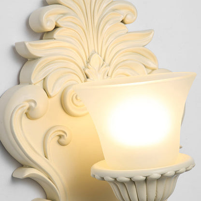 French Candlestick Shell Carved 1-Light Wall Sconce Lamp