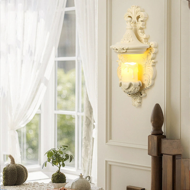 French Candlestick Shell Carved 1-Light Wall Sconce Lamp