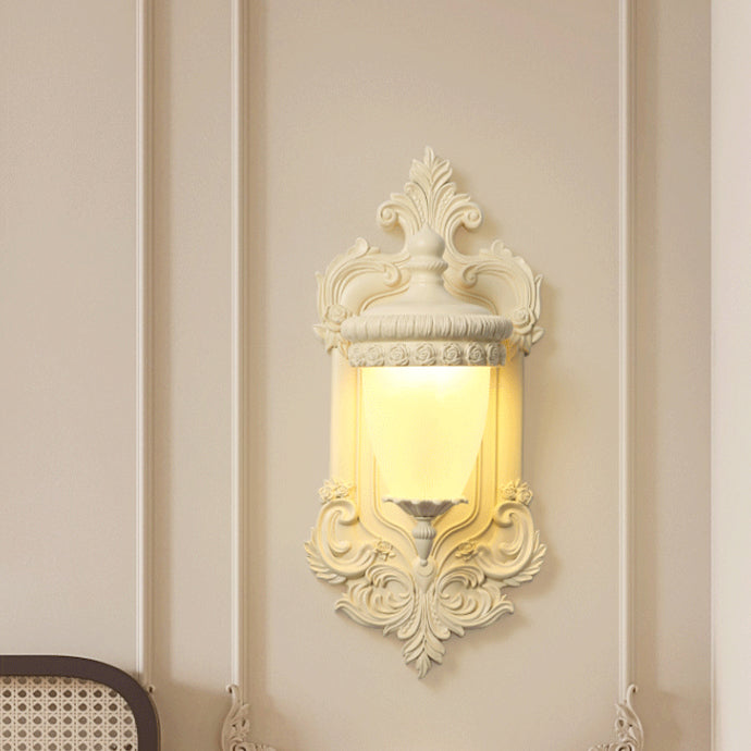 French Candlestick Shell Carved 1-Light Wall Sconce Lamp