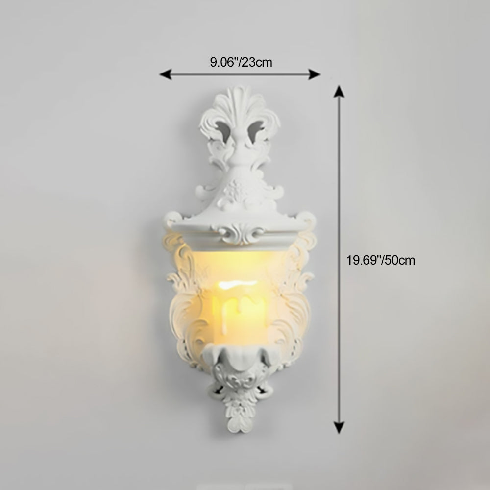 French Candlestick Shell Carved 1-Light Wall Sconce Lamp