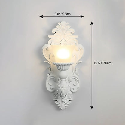 French Candlestick Shell Carved 1-Light Wall Sconce Lamp