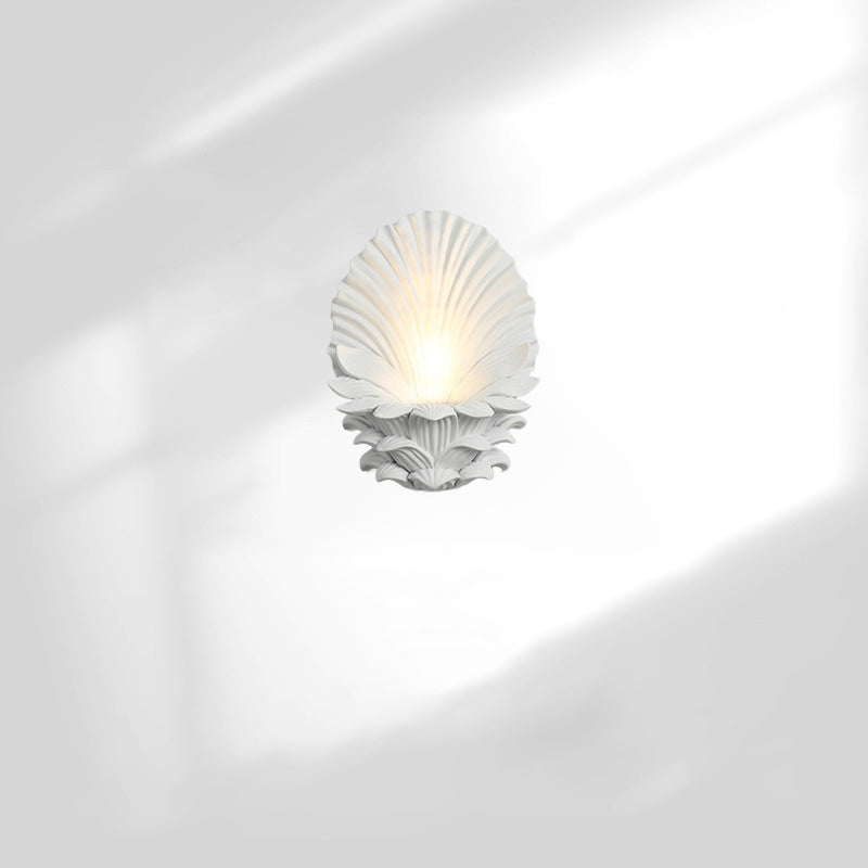 French Candlestick Shell Carved 1-Light Wall Sconce Lamp