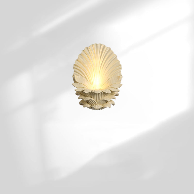 French Candlestick Shell Carved 1-Light Wall Sconce Lamp