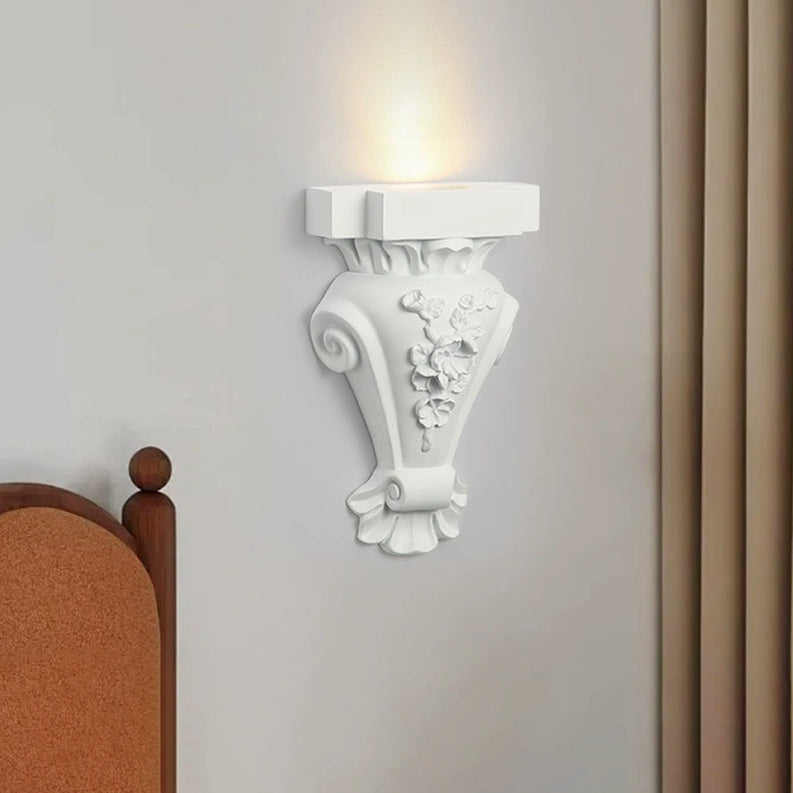 French Roman Column Carved Rose 1-Light Wall Sconce Lamp