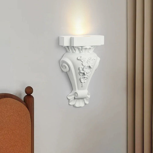 French Roman Column Carved Rose 1-Light Wall Sconce Lamp