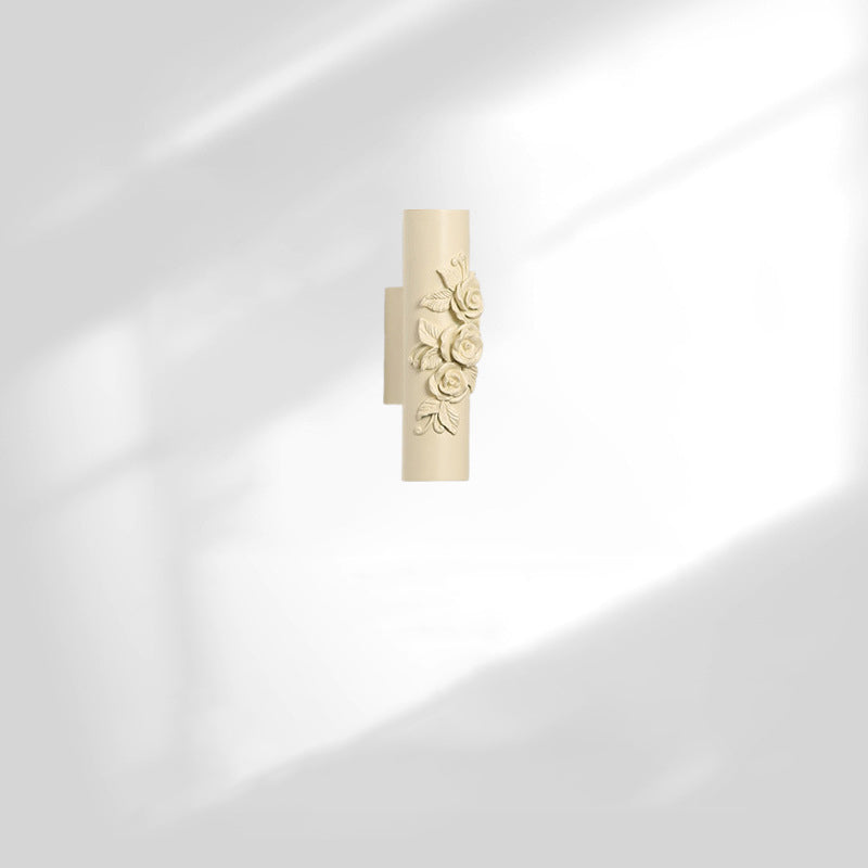 French Roman Column Carved Rose 1-Light Wall Sconce Lamp
