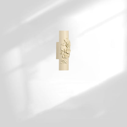 French Roman Column Carved Rose 1-Light Wall Sconce Lamp