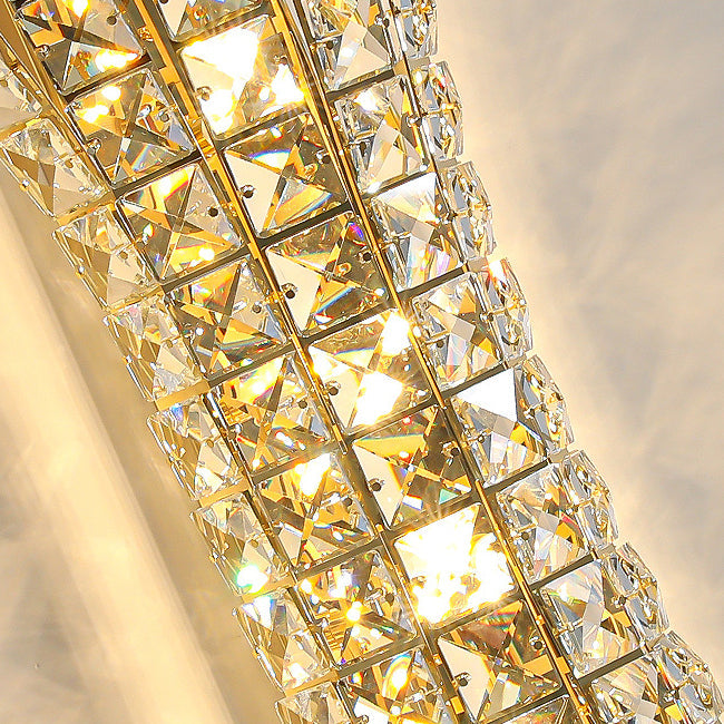 Crystal Steel Column H-curve 4/6 Light Wall Sconce Lamp
