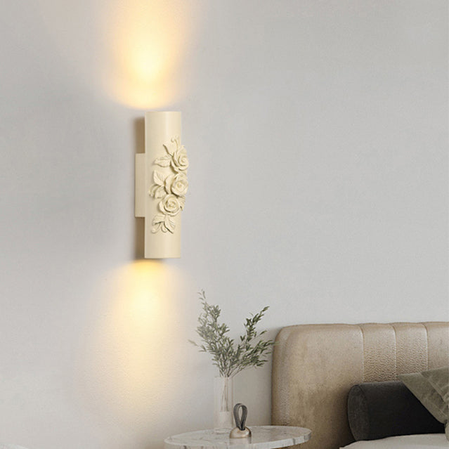 French Roman Column Carved Rose 1-Light Wall Sconce Lamp