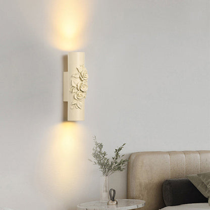 French Roman Column Carved Rose 1-Light Wall Sconce Lamp