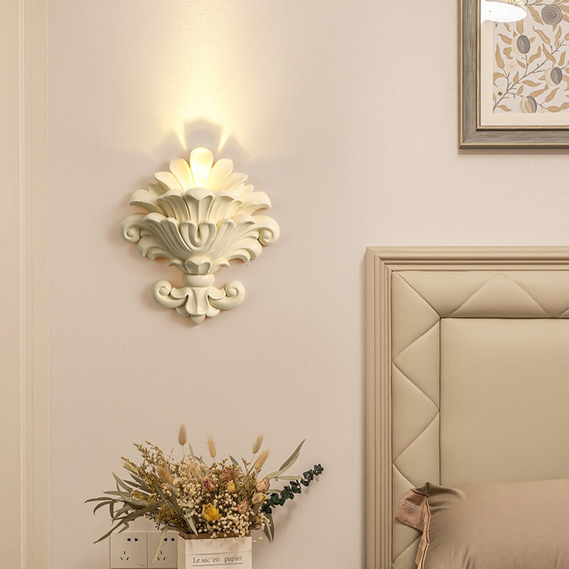 French Roman Column Carved Rose 1-Light Wall Sconce Lamp