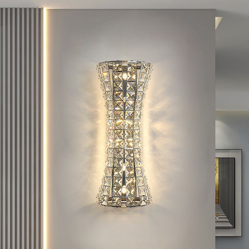 Crystal Steel Column H-curve 4/6 Light Wall Sconce Lamp