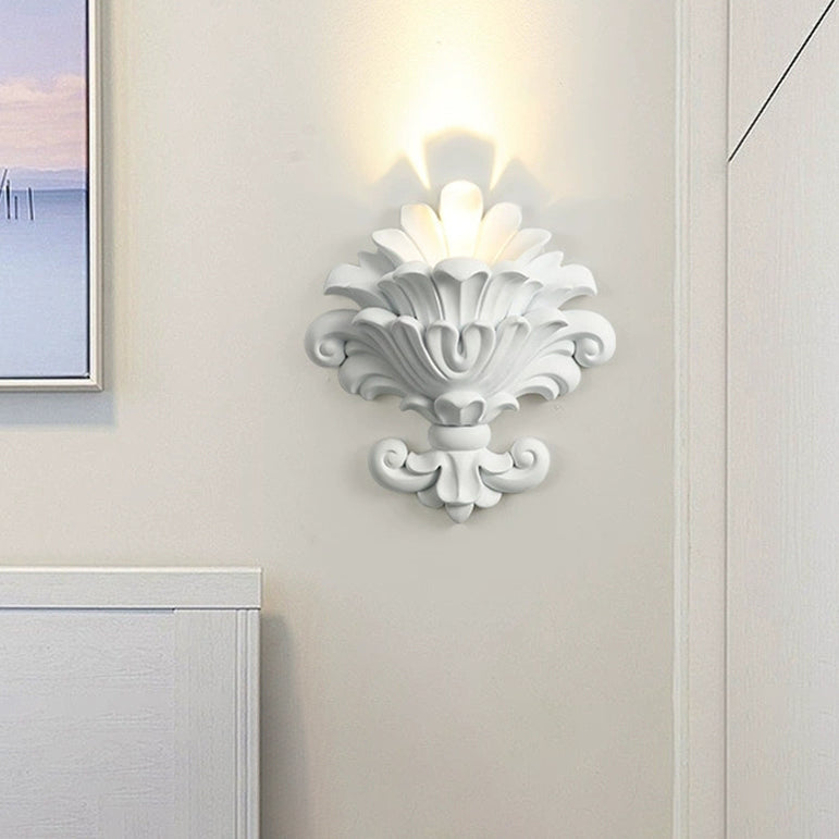 French Roman Column Carved Rose 1-Light Wall Sconce Lamp