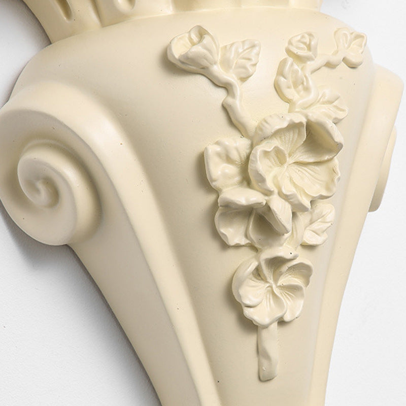 French Roman Column Carved Rose 1-Light Wall Sconce Lamp