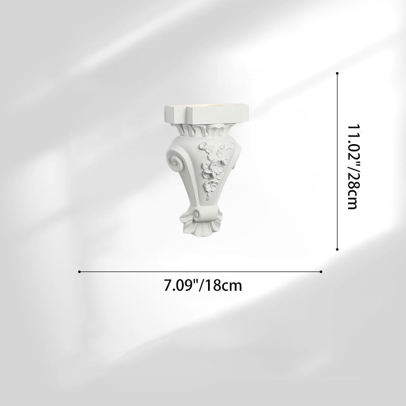 French Roman Column Carved Rose 1-Light Wall Sconce Lamp