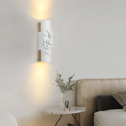 French Roman Column Carved Rose 1-Light Wall Sconce Lamp