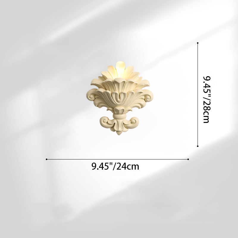 French Roman Column Carved Rose 1-Light Wall Sconce Lamp