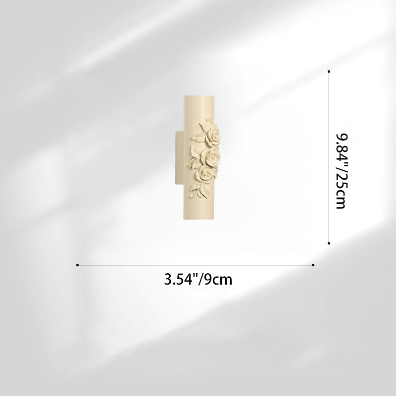 French Roman Column Carved Rose 1-Light Wall Sconce Lamp