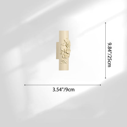 French Roman Column Carved Rose 1-Light Wall Sconce Lamp