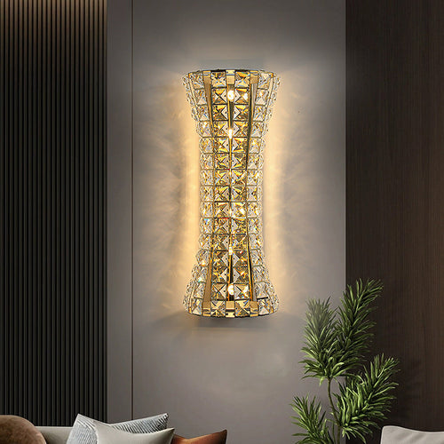 Crystal Steel Column H-curve 4/6 Light Wall Sconce Lamp