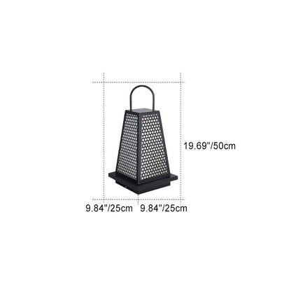 Traditional Japanese Solar Waterproof Stainless Steel Acrylic Trapezoidal Honeycombed Lantern LED Outdoor Light Landscape Lighting For Garden