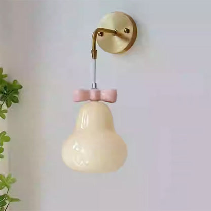 French Gourd Pear Bow Tie Hanging 1-Light Wall Sconce Lamp