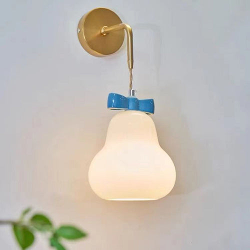 French Gourd Pear Bow Tie Hanging 1-Light Wall Sconce Lamp