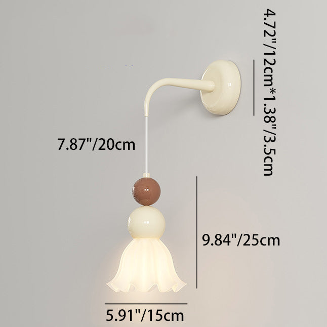 French Hardware Glass Floral Ball 1-Light Wall Sconce Lamp