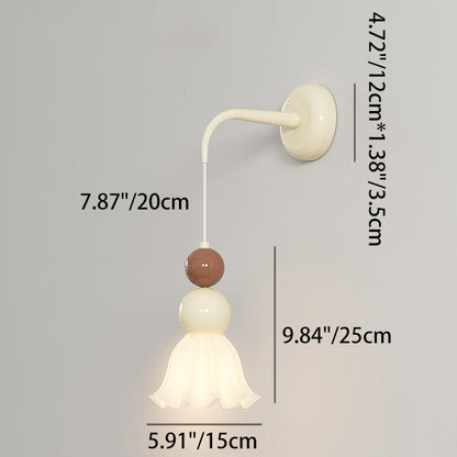 French Hardware Glass Floral Ball 1-Light Wall Sconce Lamp