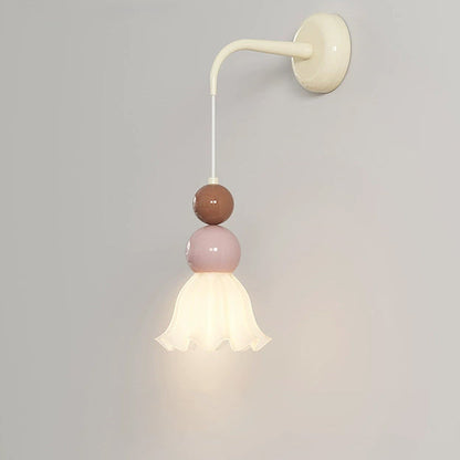 French Hardware Glass Floral Ball 1-Light Wall Sconce Lamp